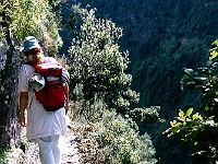 Wandern entlang der unzähligen Bewässerungskanäle (Levadas) Madeiras : Andrea, Schlucht